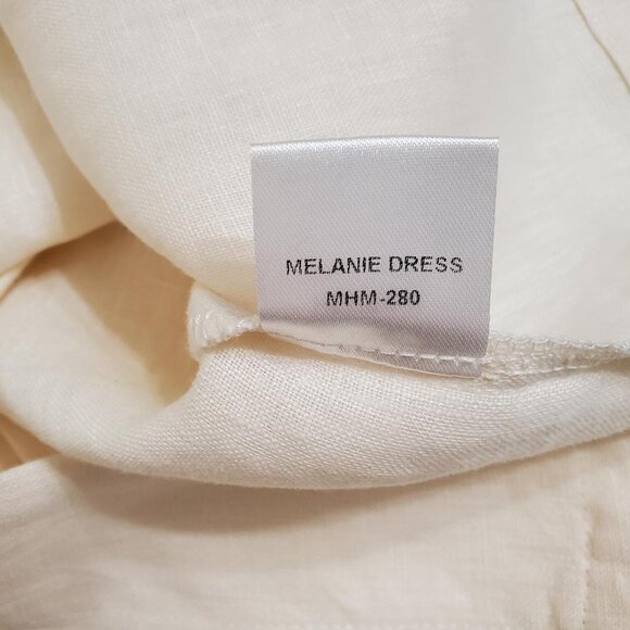 HEVRON Women Melanie Linen Cut-Out Mini Dress XS Ivory Short Sleeve Asymmetrical - Picture 13 of 13